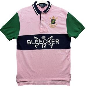 Polo Ralph Lauren Bleecker Rugby Polo Shirt Mens Medium Embroidered Crest Pink